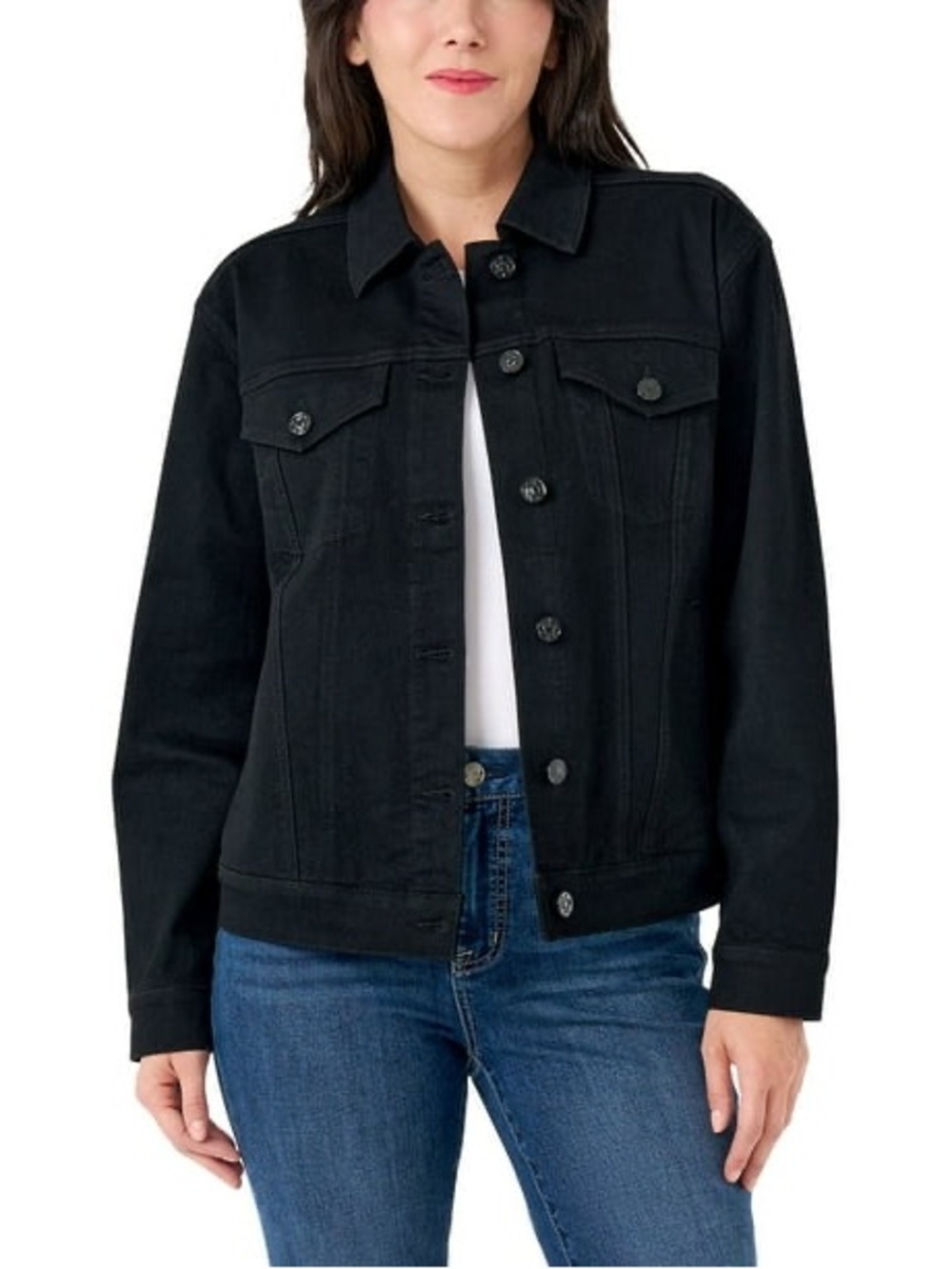 Seven7 Women's Black Denim Trucker Jacket
